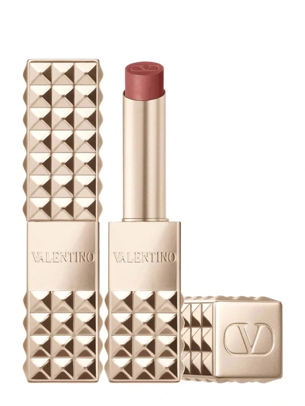 Valentino Matte Lipstick in Rose Nude with Studded Gold Case